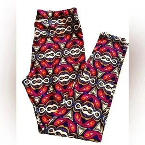 Lularoe TC leggings. Purple, gold, red, blue aztec abstract. NWT.